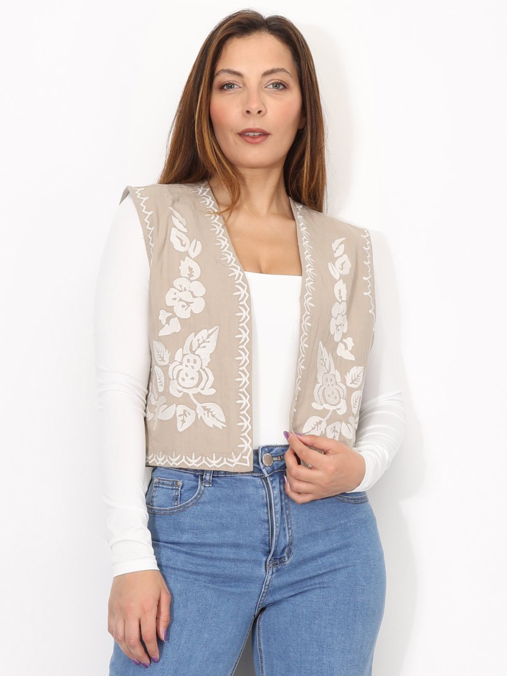 Gilet bla manches b terz mkhalef taupe
