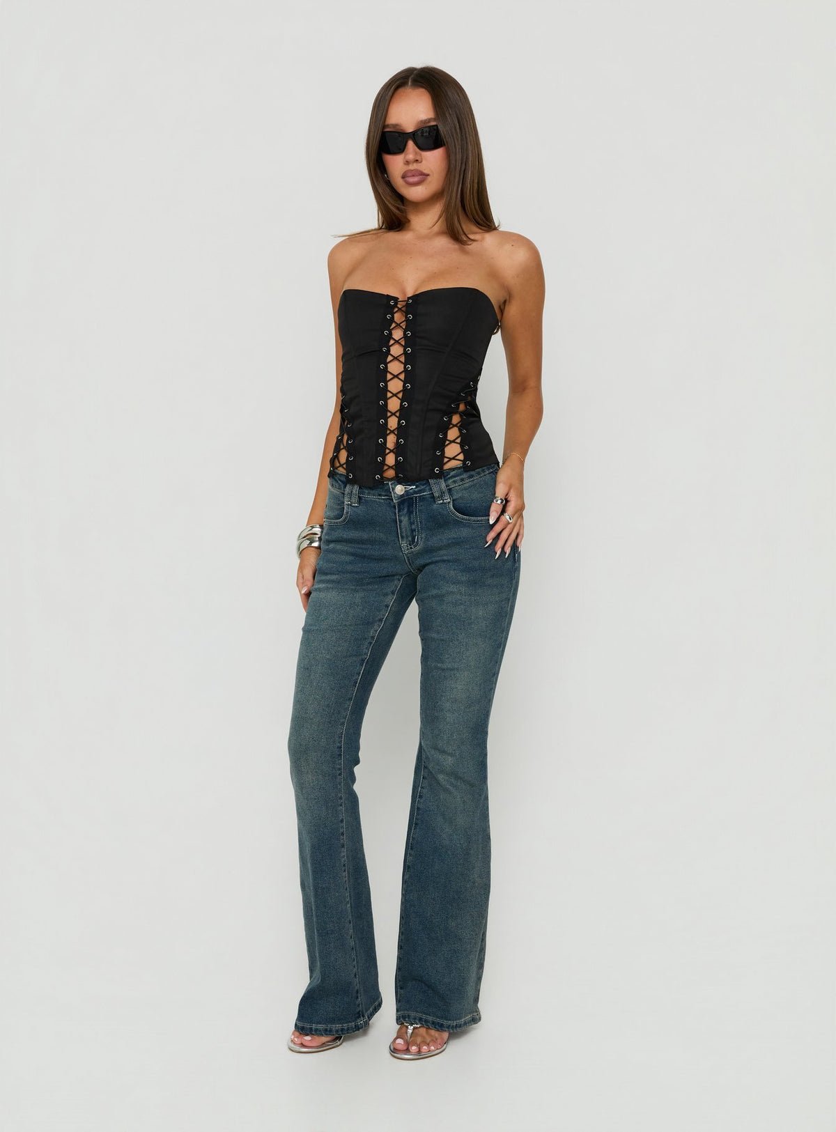 Top corset bustier à laçage