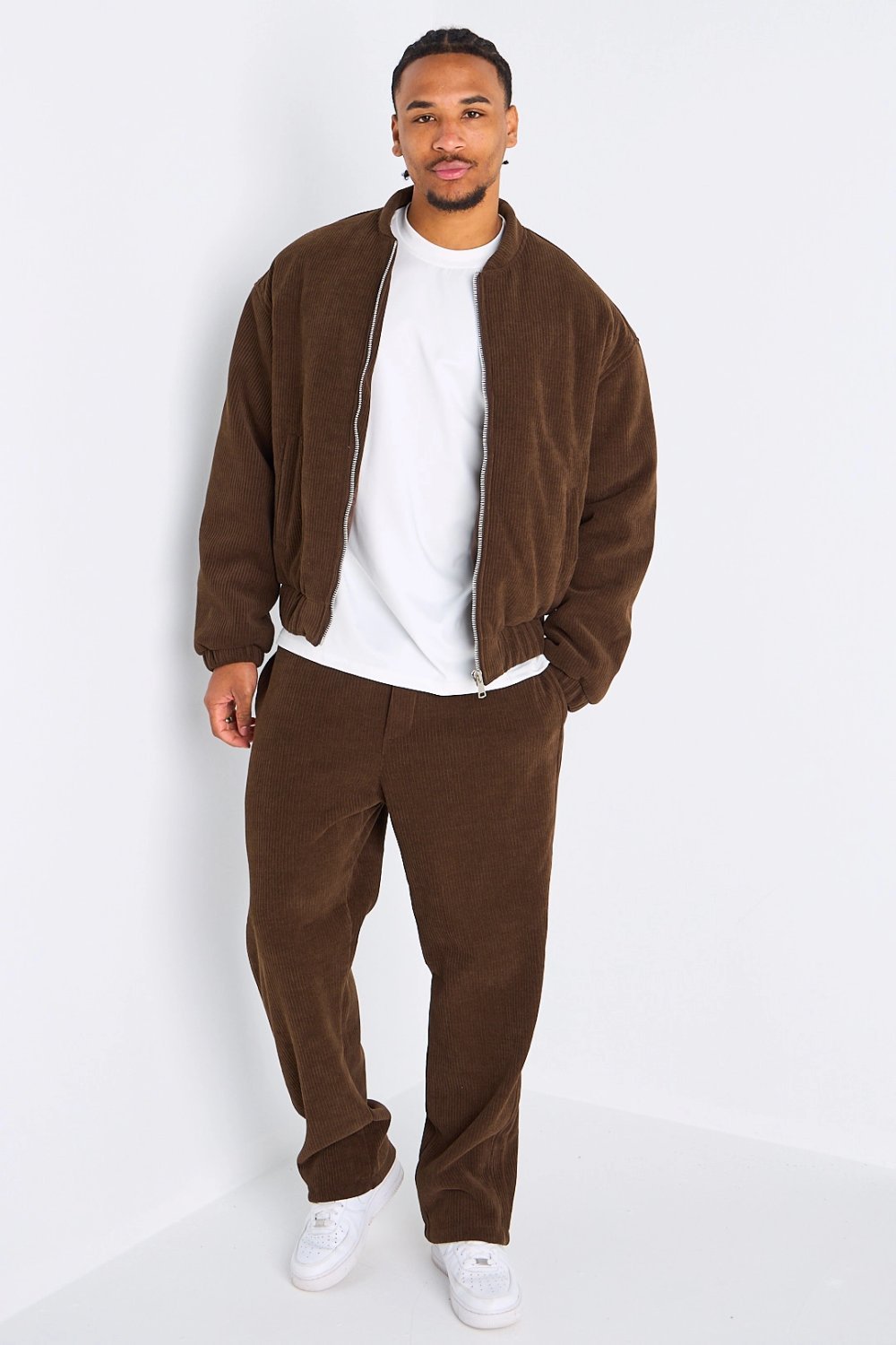 Brown corduroy jacket and trousers set