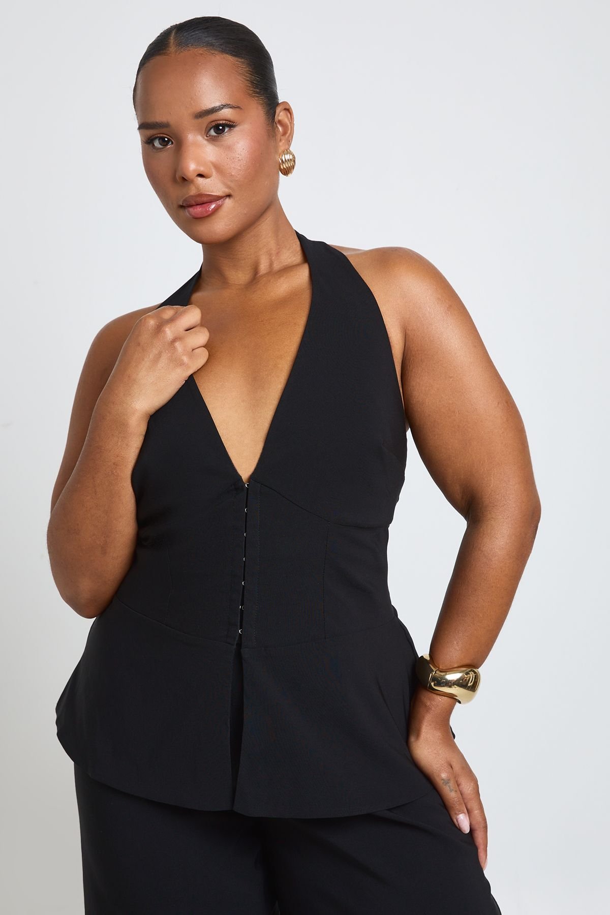 Ensemble haut corset dos nu à agrafes - Grande taille