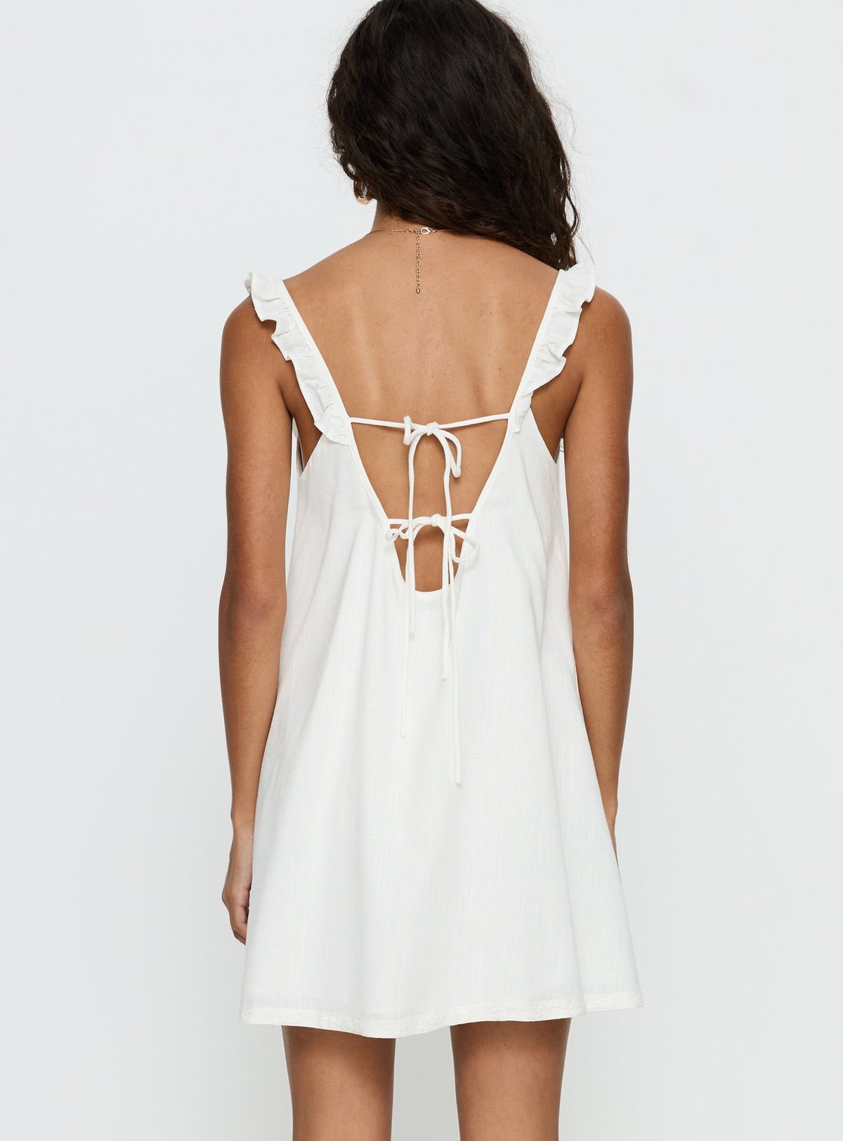Robe babydoll courte en lin mélangé nouée