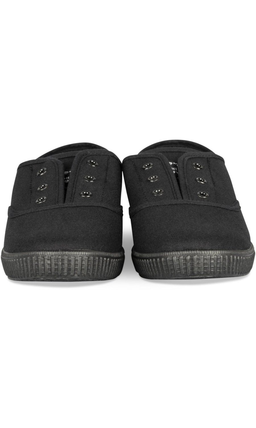 All-black canvas slip-on sneakers