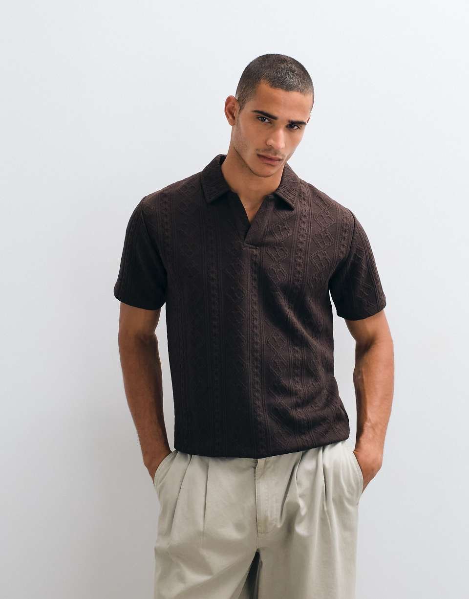 Polo mahbouk b col 3ali loun chocolat
