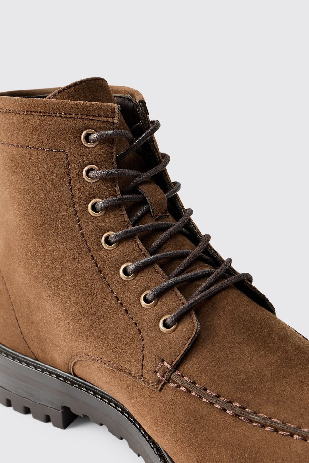 Cleated faux suede hiker boots