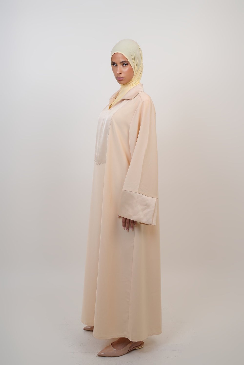 Abaya wase3a b sder satin - Sfer zebda