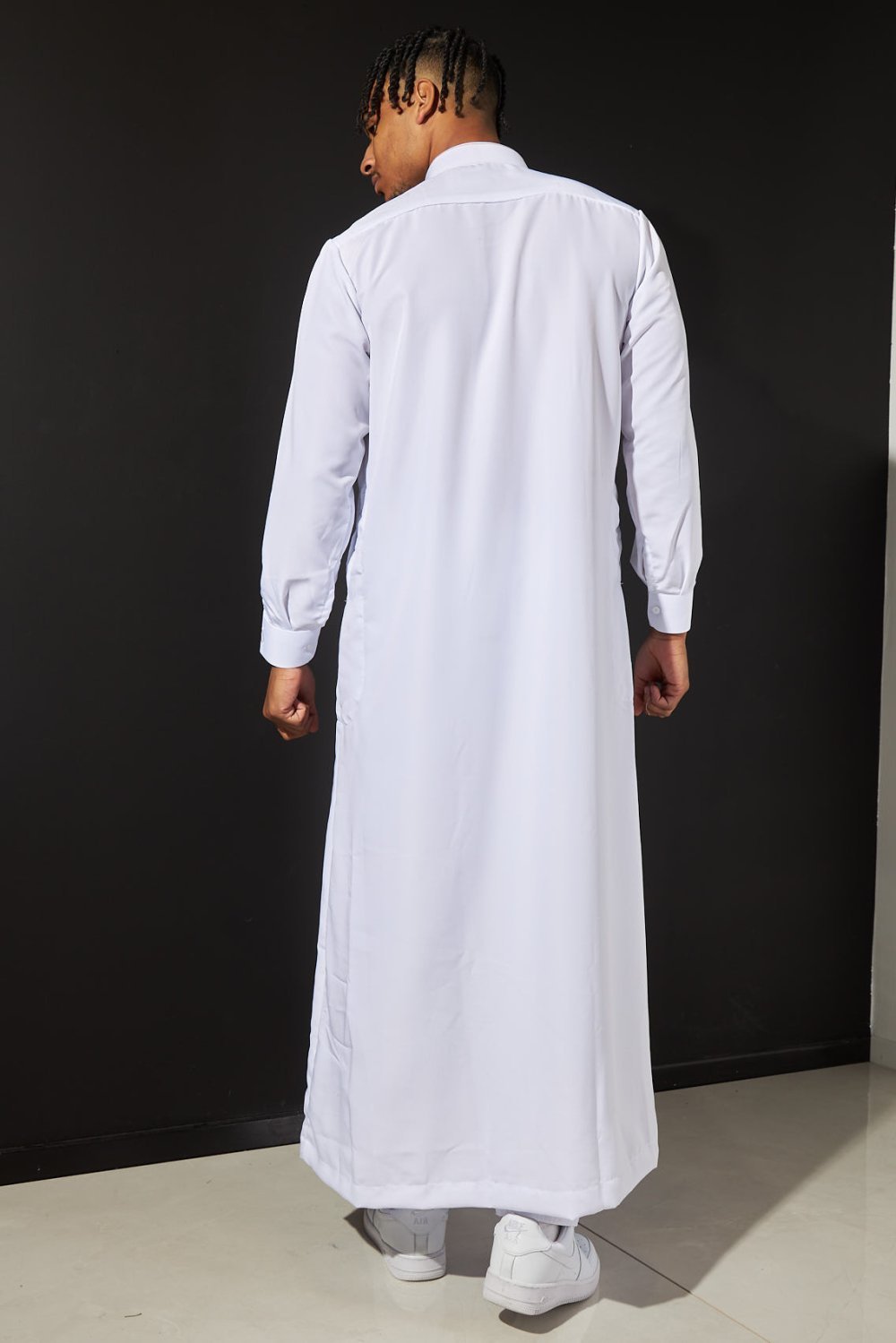 White embroidered qamis and trousers set