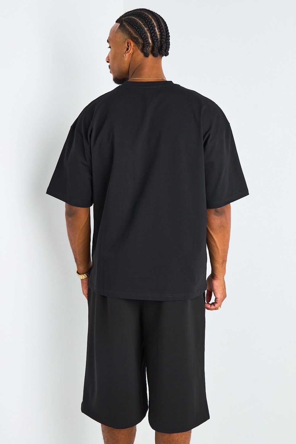T-shirt basique brodé lettre H noir