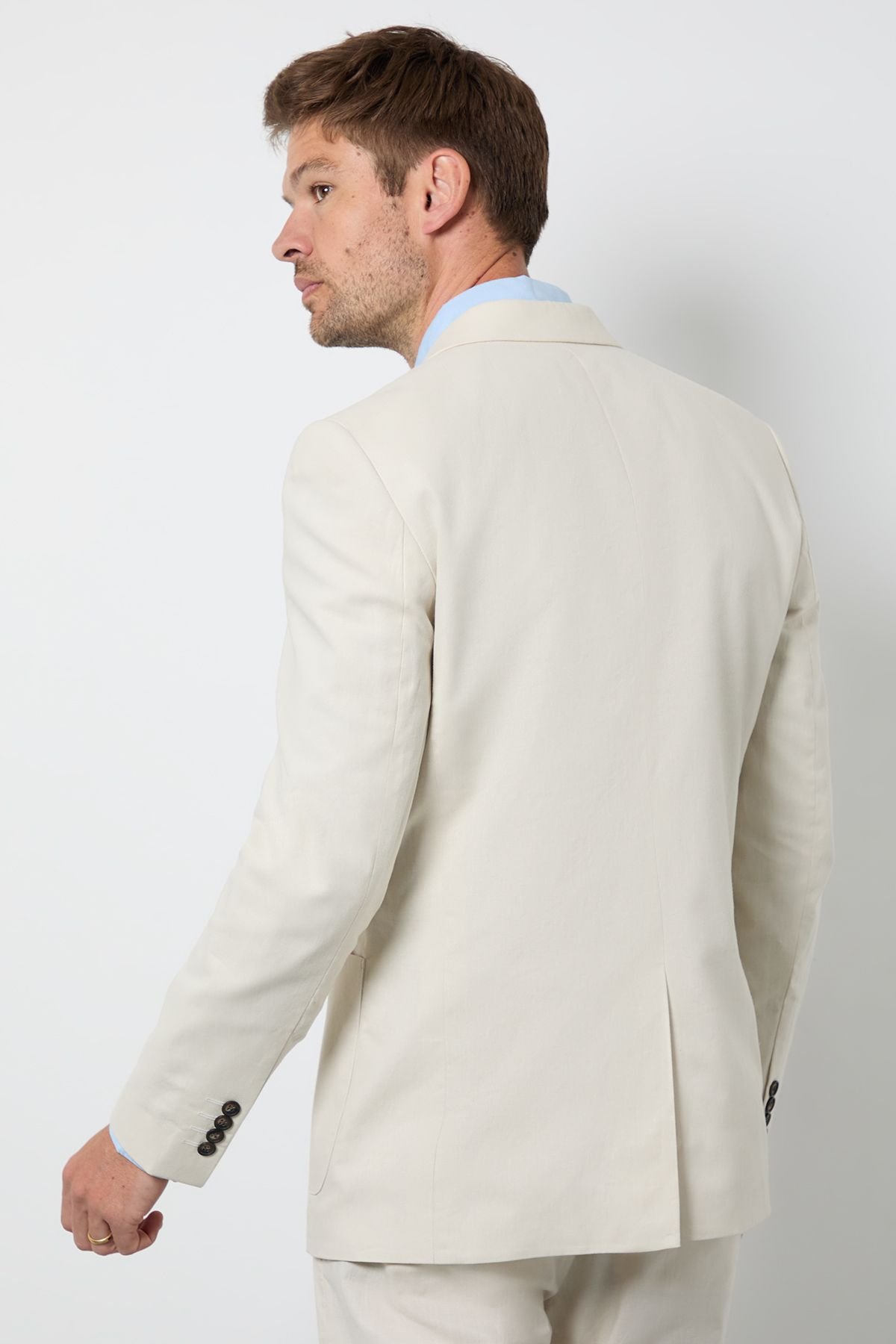 Linen tailored suit jacket - Natural