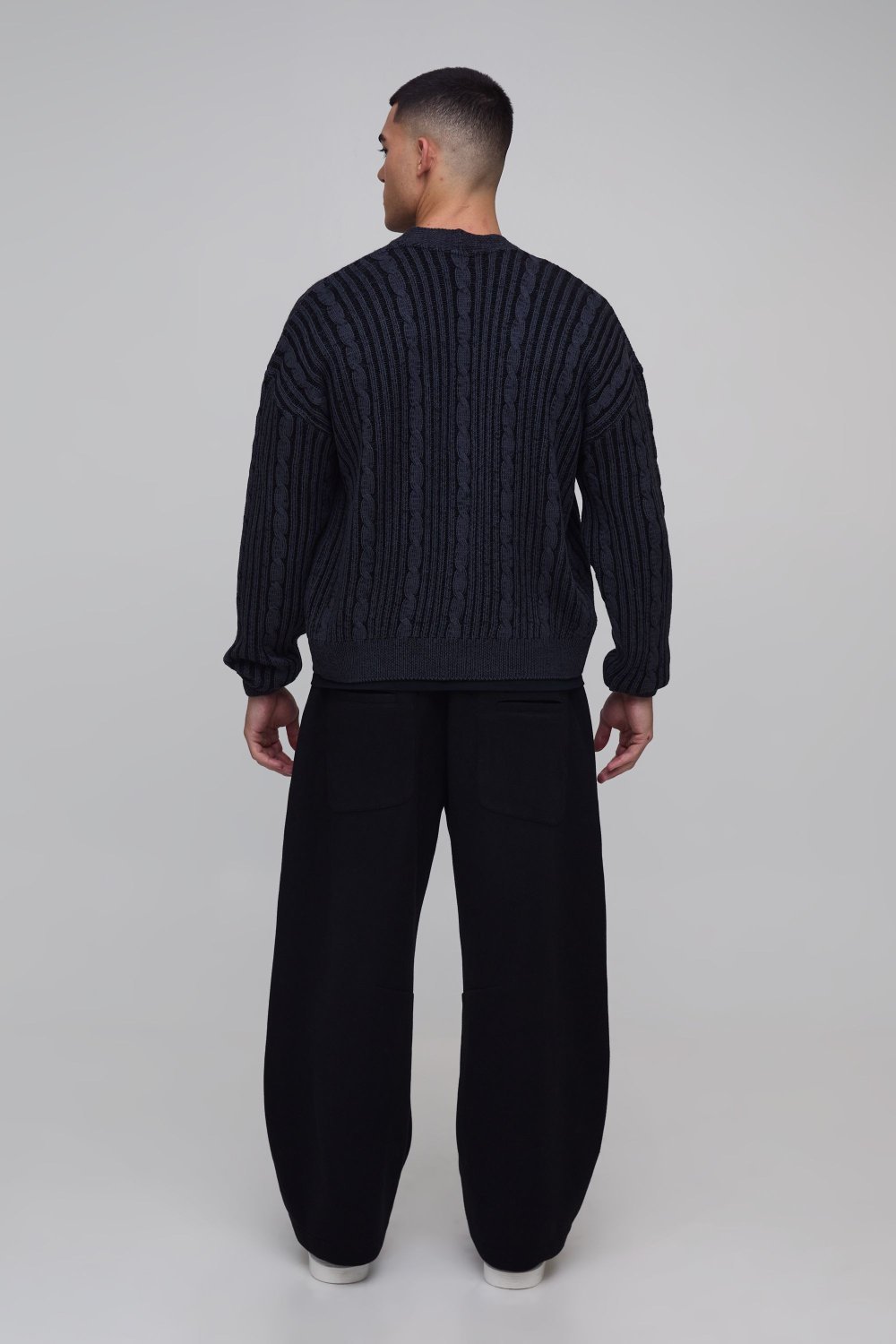 Charcoal relaxed cable cardigan