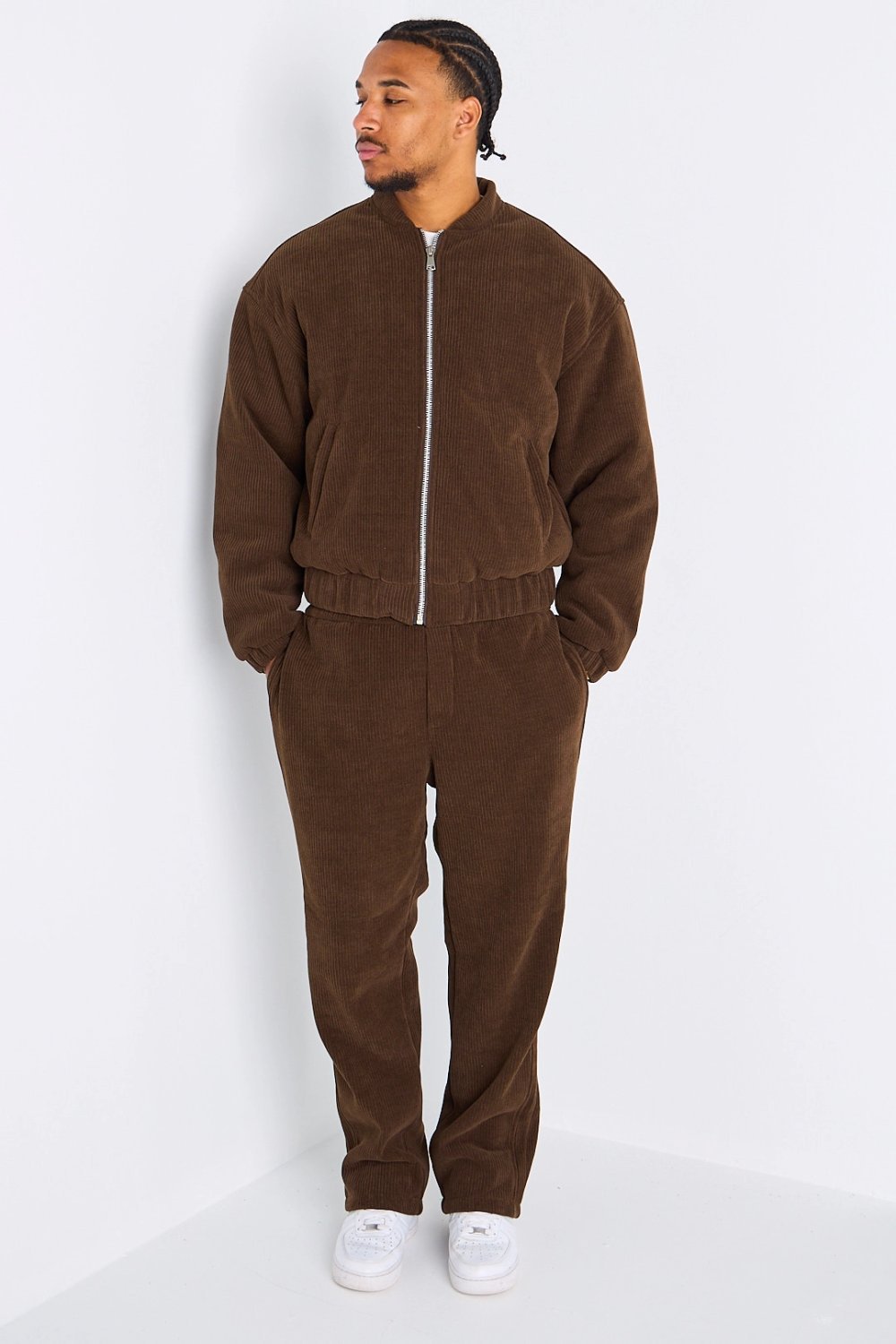 Brown corduroy jacket and trousers set