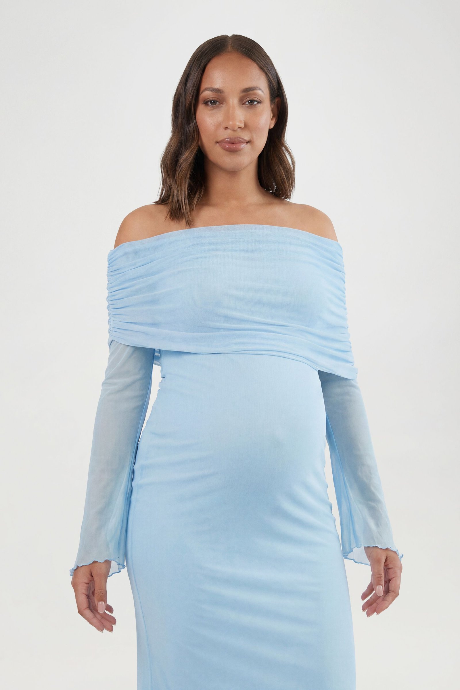 Robe longue bardot en mesh - Maternité