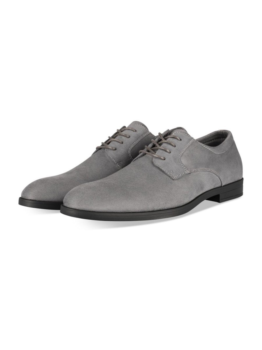 Derbies b7al suédine talon 9sir gris