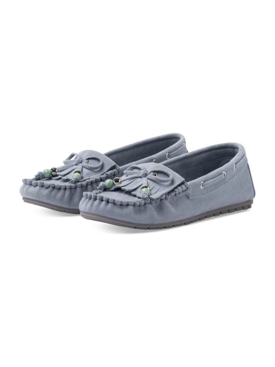 Mocassins à nœud et perles bleu ciel