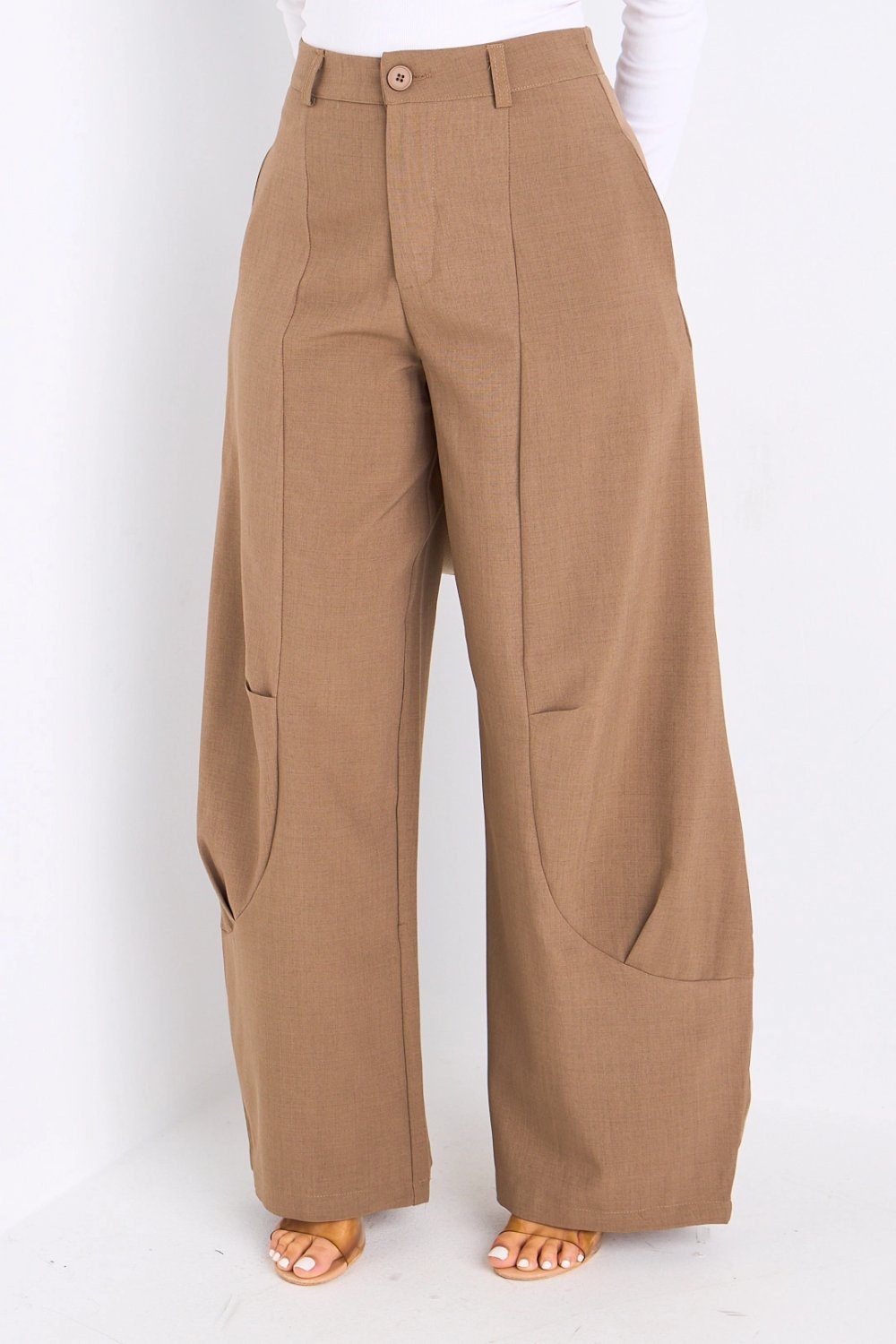 Camel pleated palazzo trousers