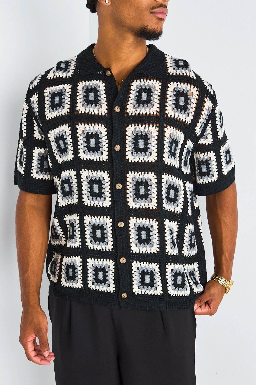 Chemise crochet b carreaux mlwnin k7la