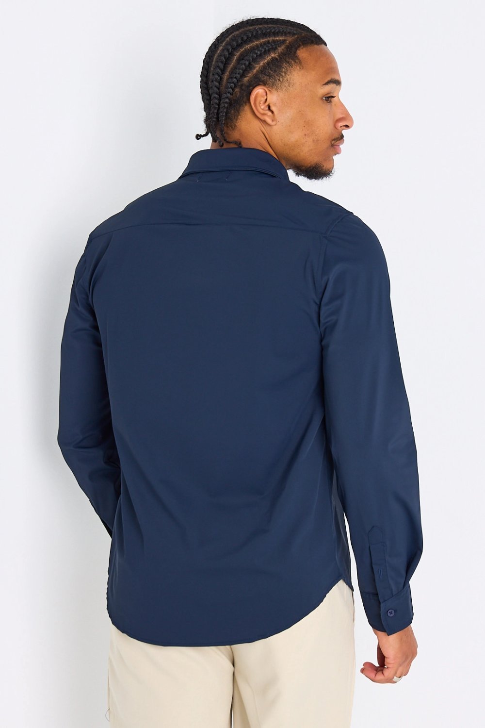Chemise fluide manches longues bleu marine