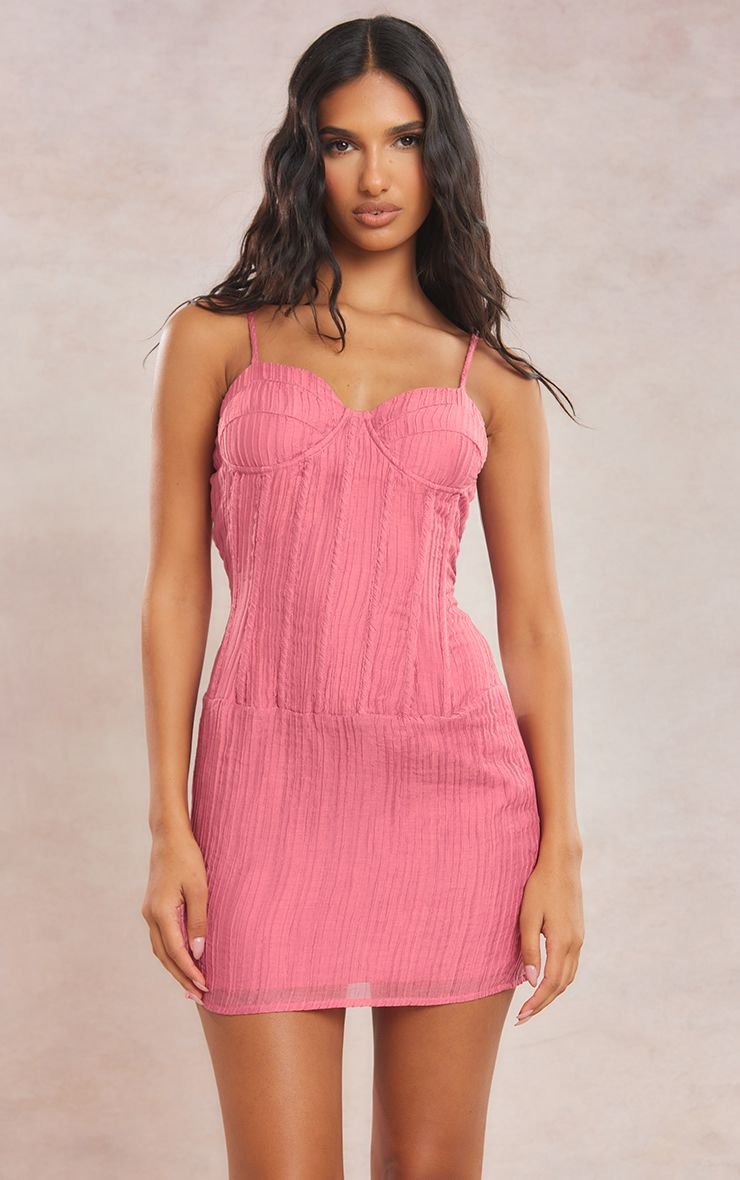 Robe Moulante À Bretelles Avec Détail Corset Texturé