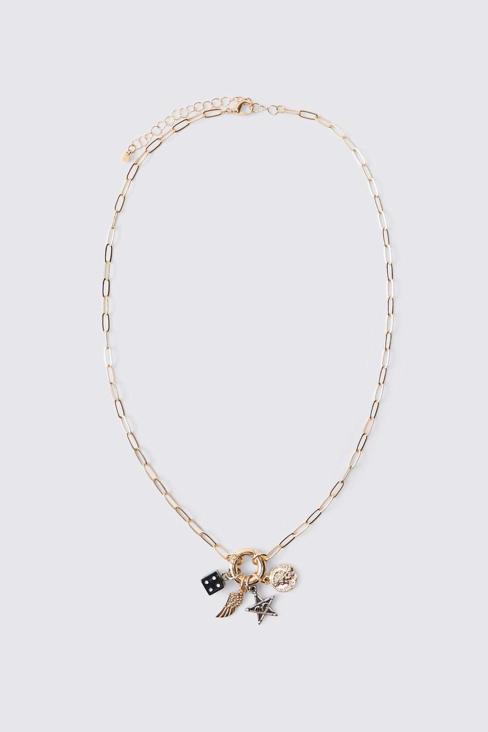 Gold charm pendant necklace
