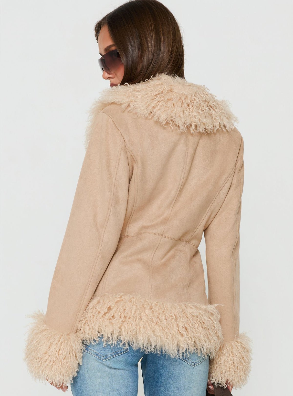 Collared faux fur jacket