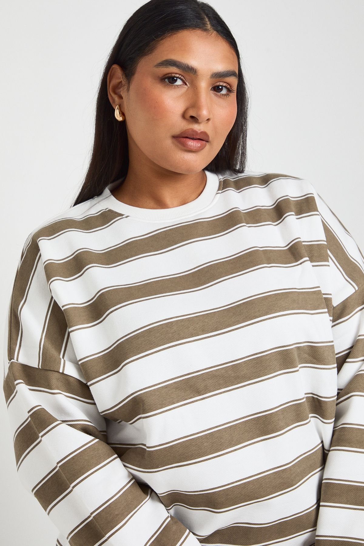 Sweat-shirt oversize à rayures - Grande taille
