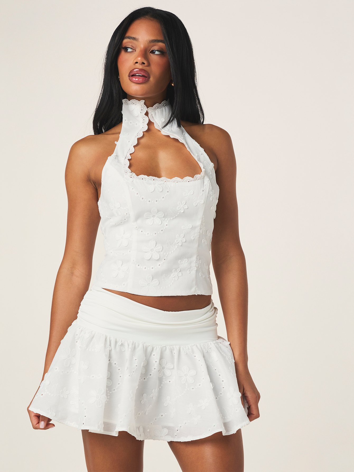 Mini jupe broderie anglaise b tarf volants