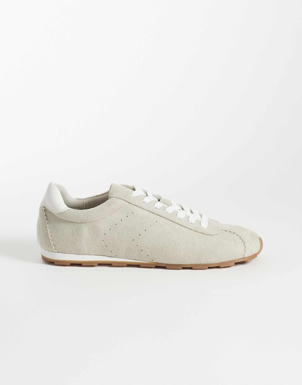 Slim faux suede trainers in light grey
