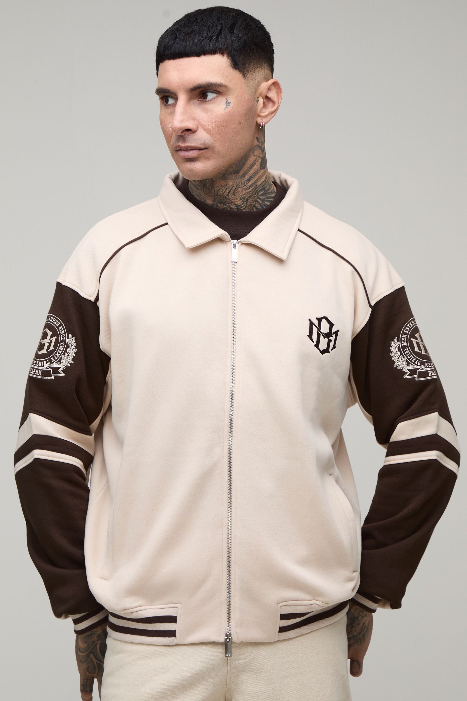 Veste De Style Universitaire En Jersey À Blocs De Couleur Avec Col Et Coupe Ample Tall
