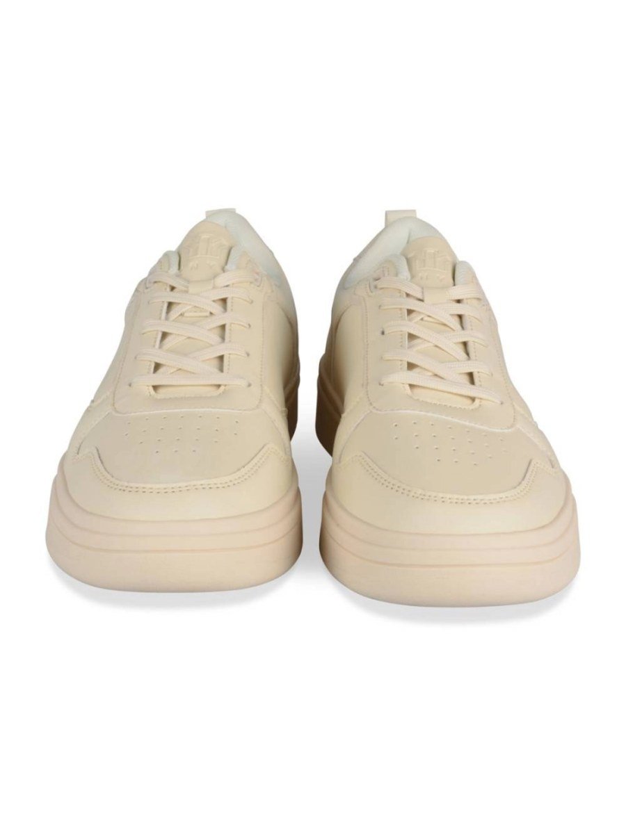Beige plain sneakers with chunky sole