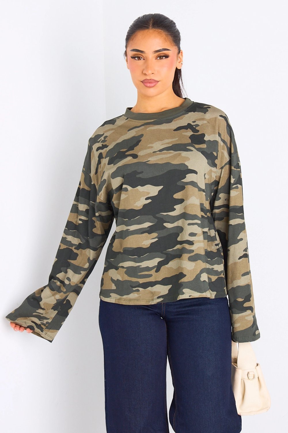 Green camo long-sleeve T-shirt