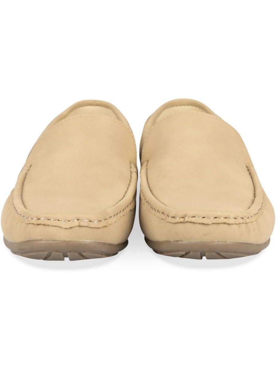 Beige suede-effect driving loafers