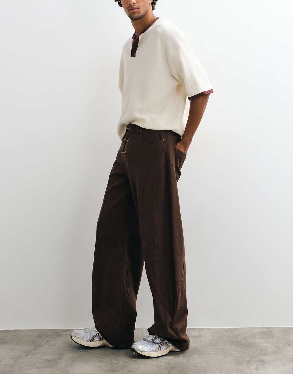 Loose jeans with hook fastening - Brown wash