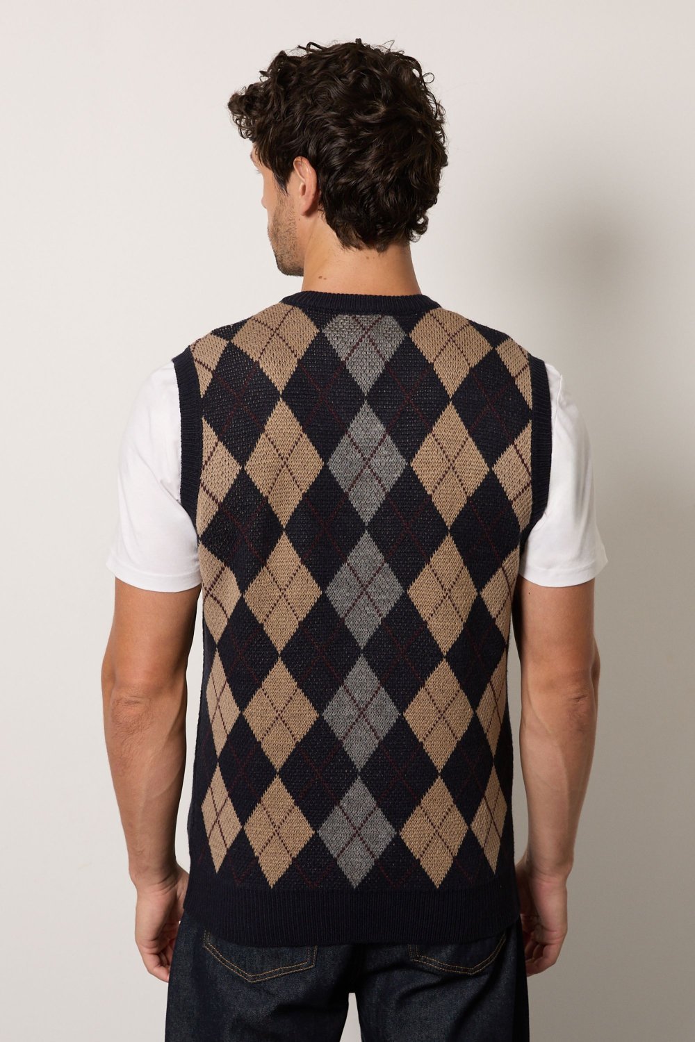 Pull bla kmam argyle, bleu marine