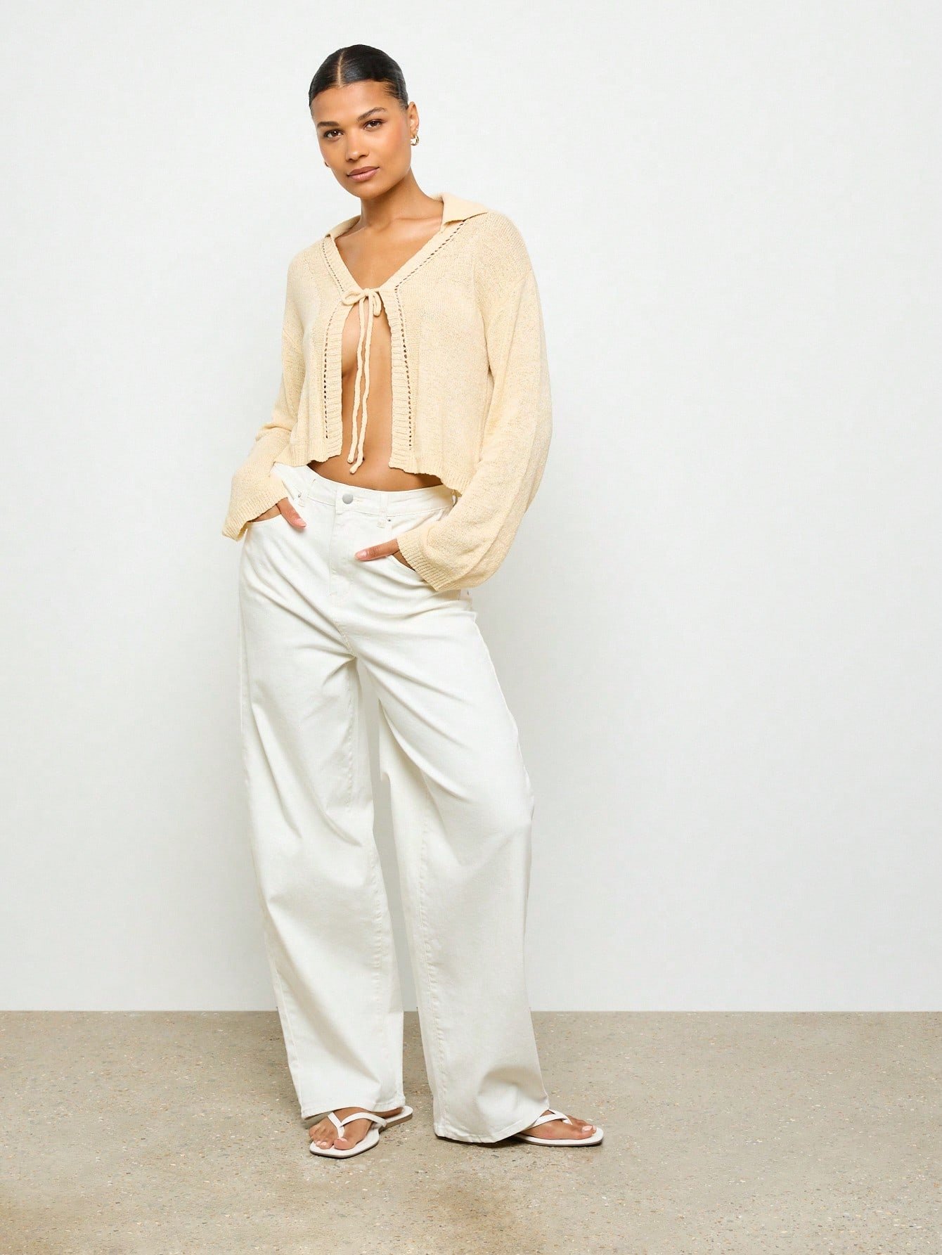Cardigan tricot 9sir khfif b rbta mn l9eddam
