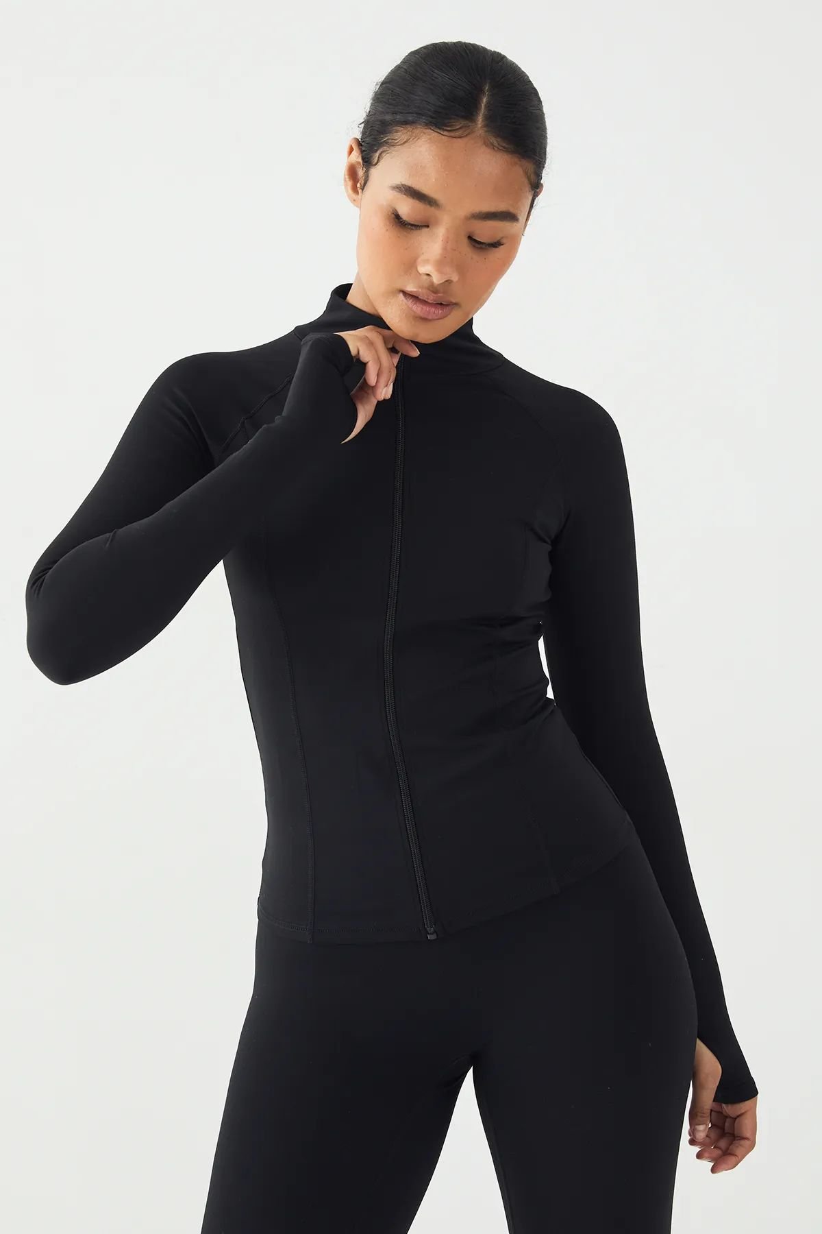 Sculpting zip-up sports jacket - Black