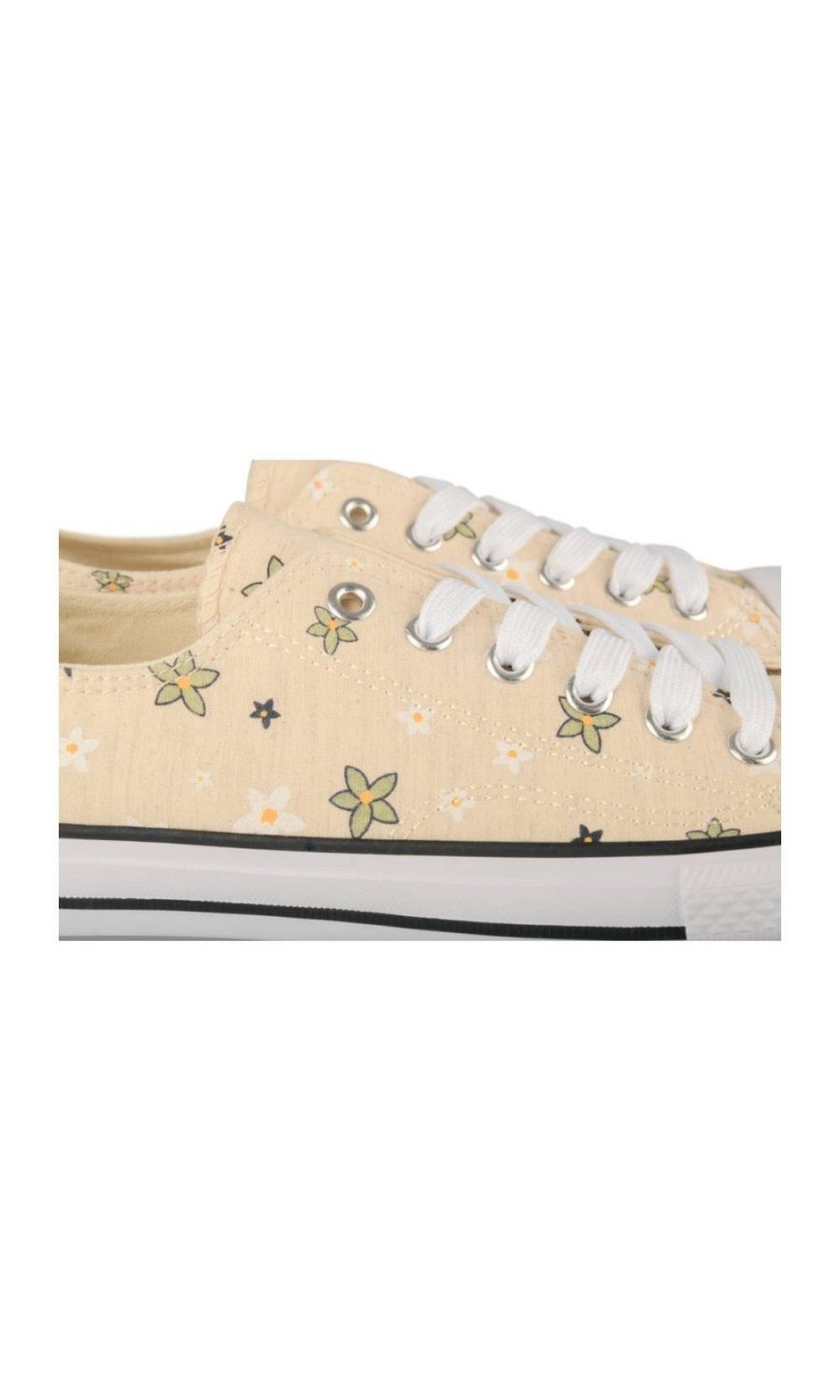 Beige star print canvas sneakers