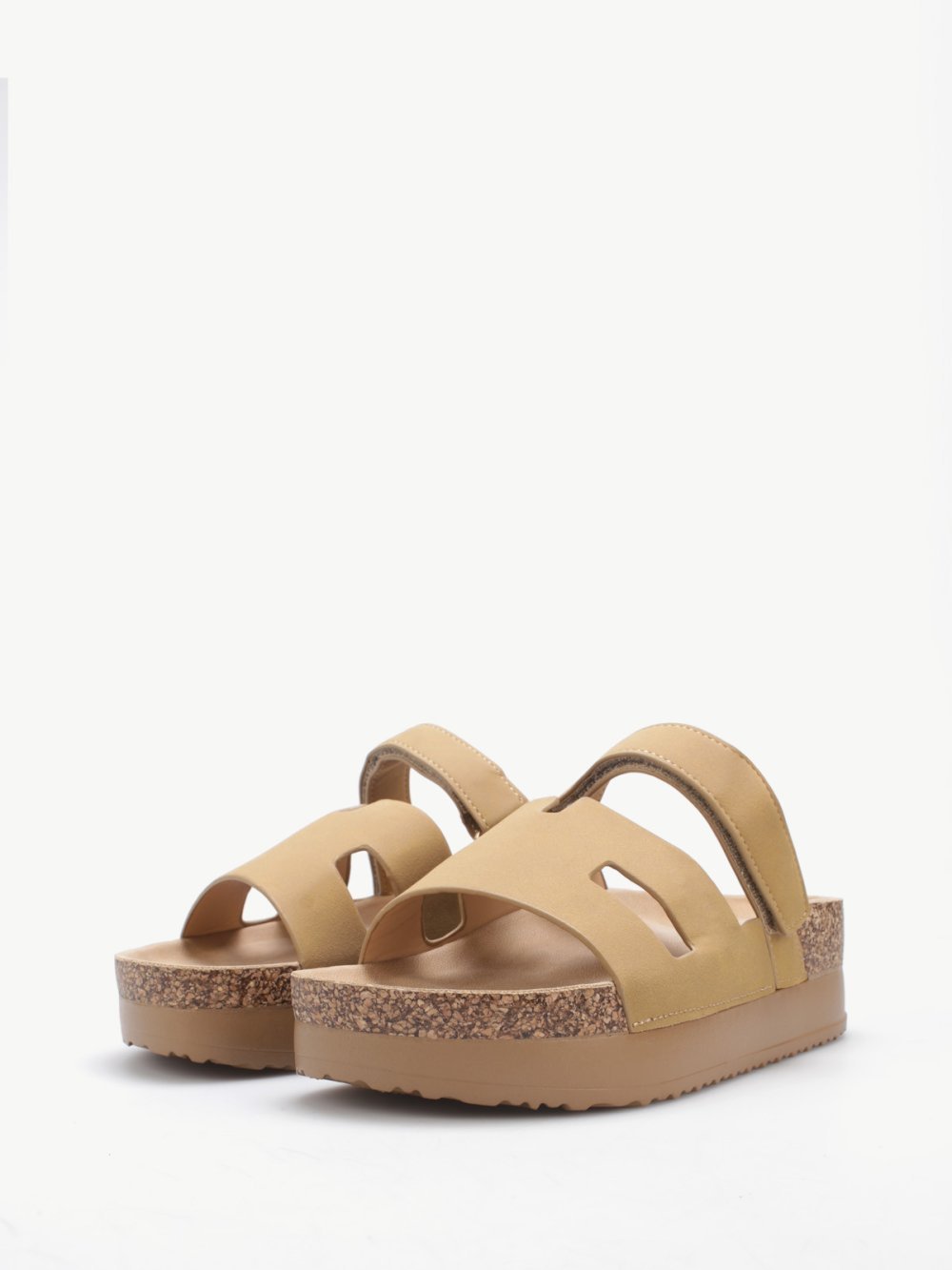Mules b plateforme liège w scratch camel