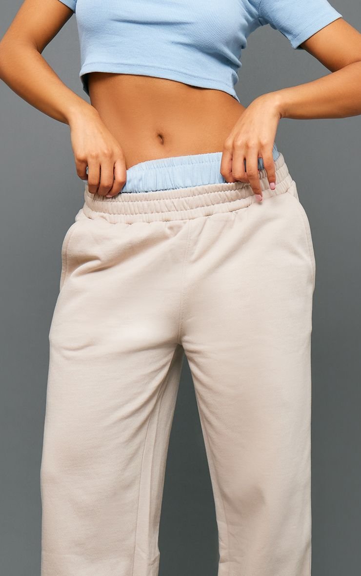 Oversized wide leg joggers with double waistband