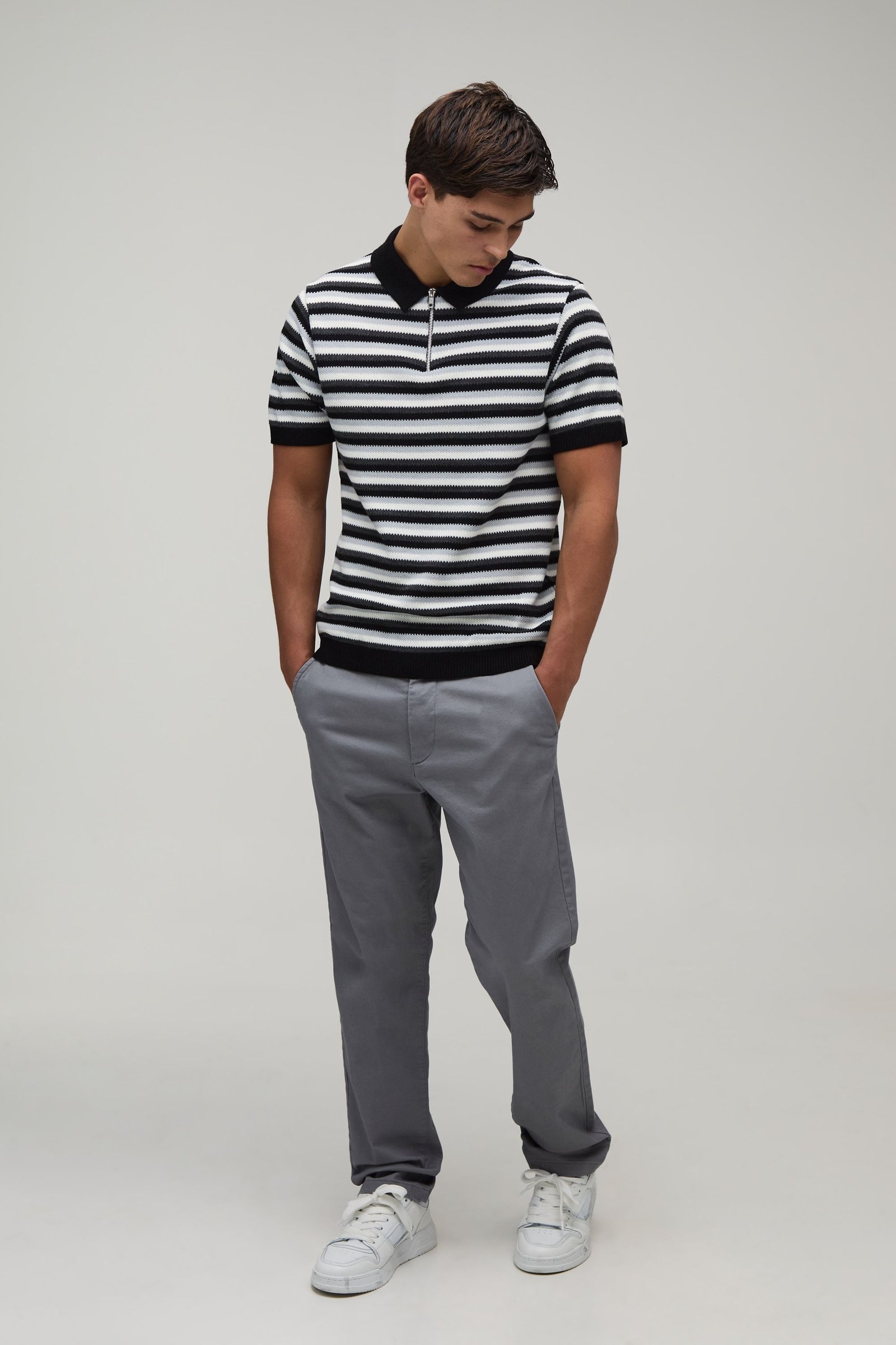 Polo maille mkhettet coupe regular b col zip