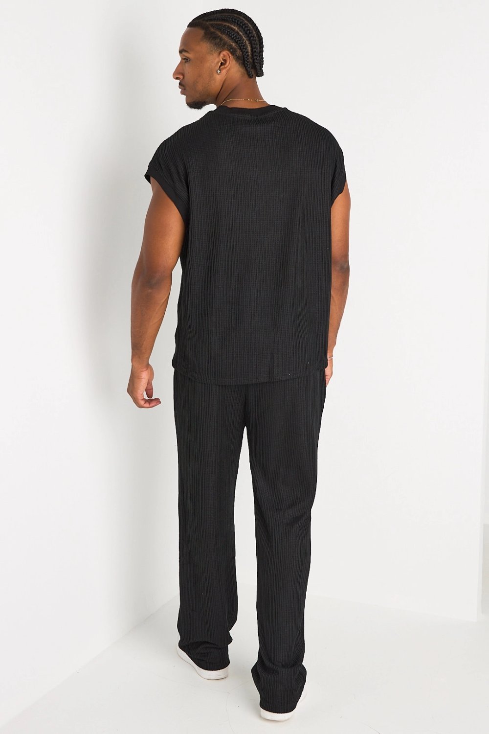 Ensemble débardeur et pantalon en maille noir
