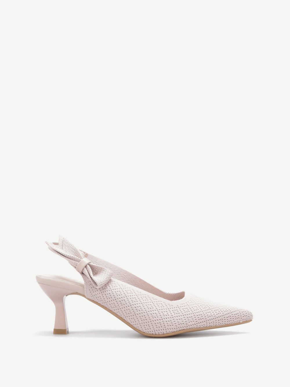 Escarpins slingback à nœud en maille rose