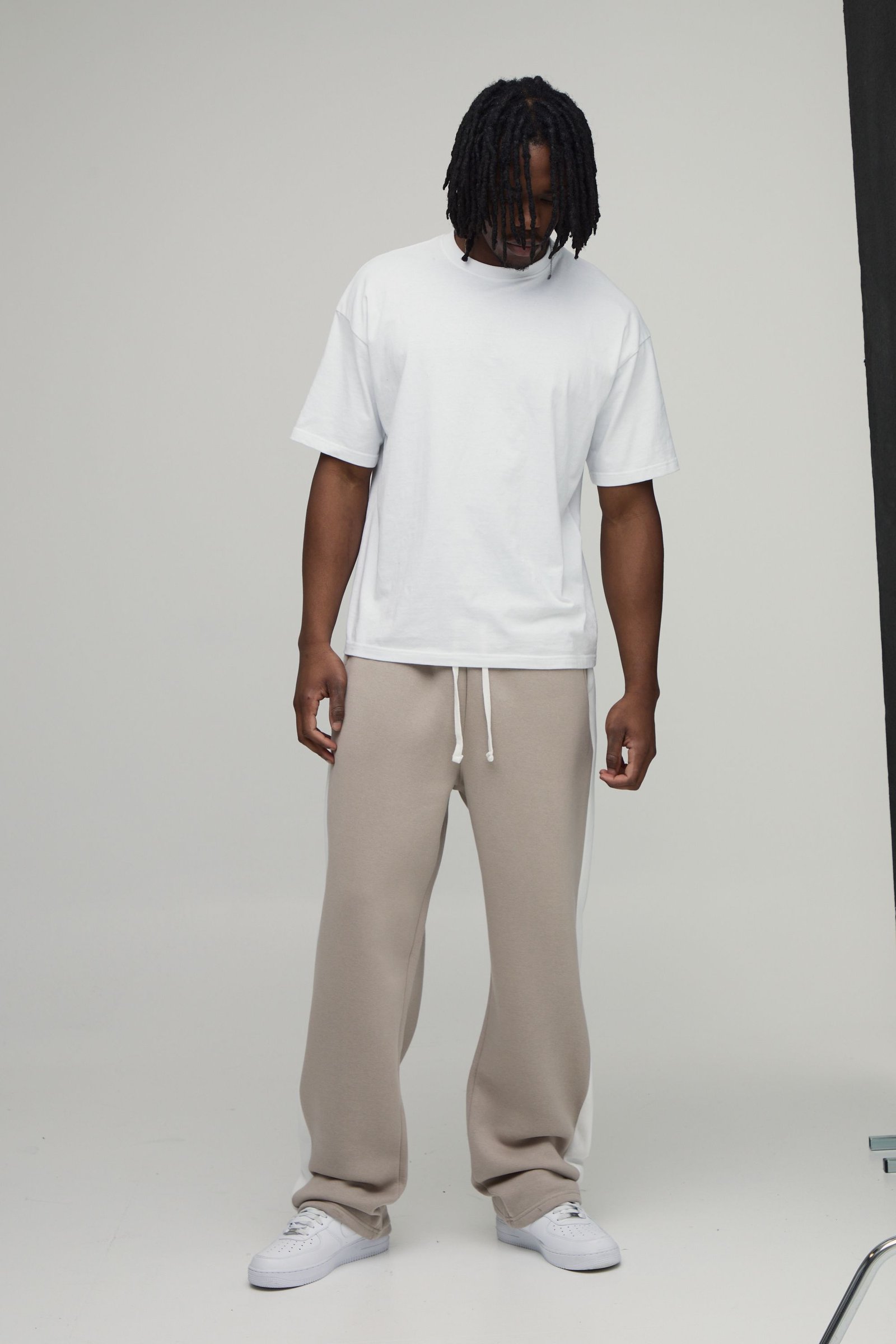 سروال جوغينغ مستقيم بقطع متباينة - للقامات الطويلة