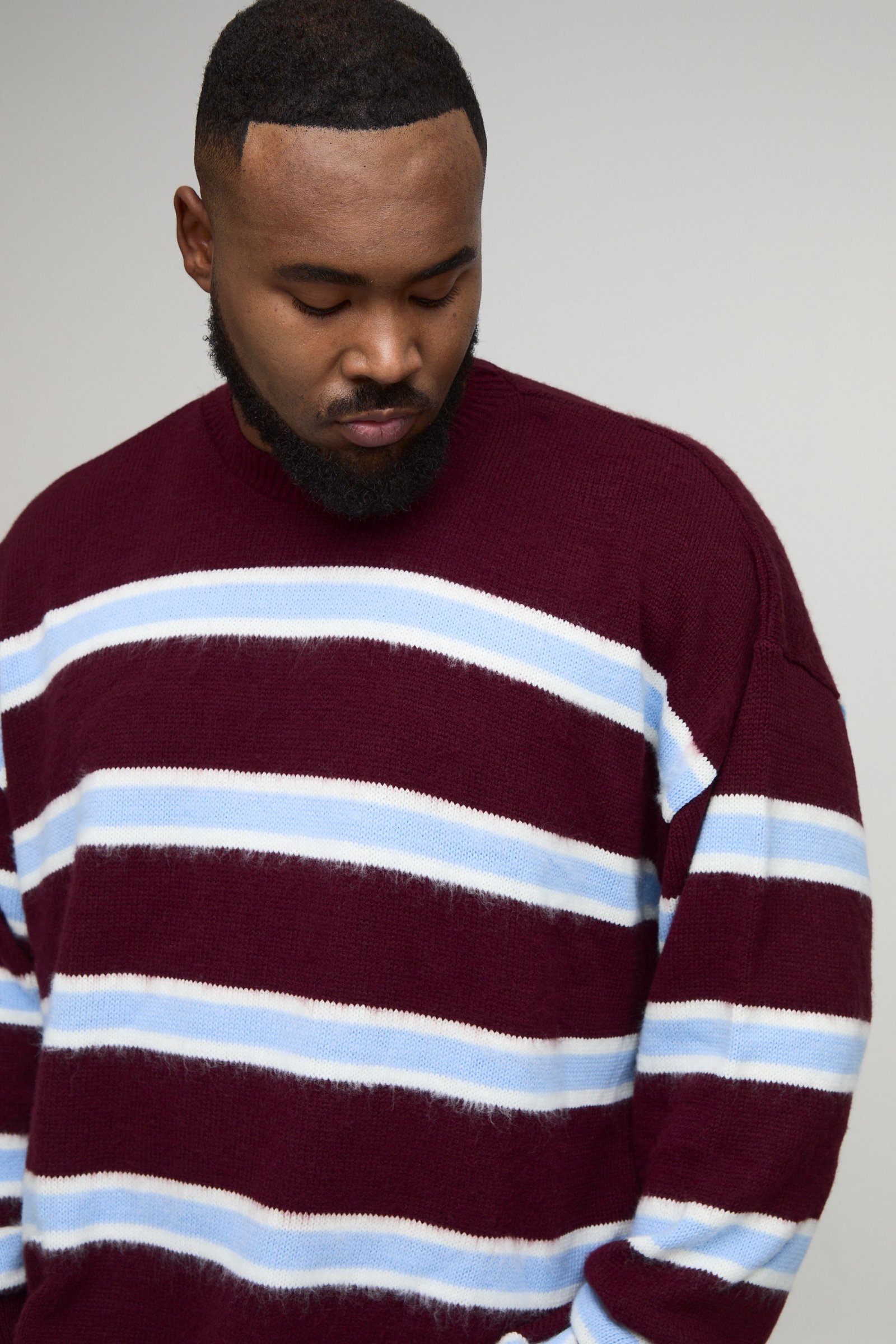 Pull tricot brossé oversize b khtout contrastés