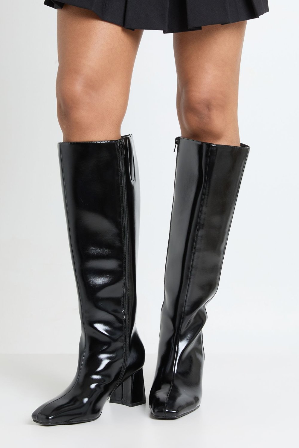 Flared-heel knee-high boots - Wide fit