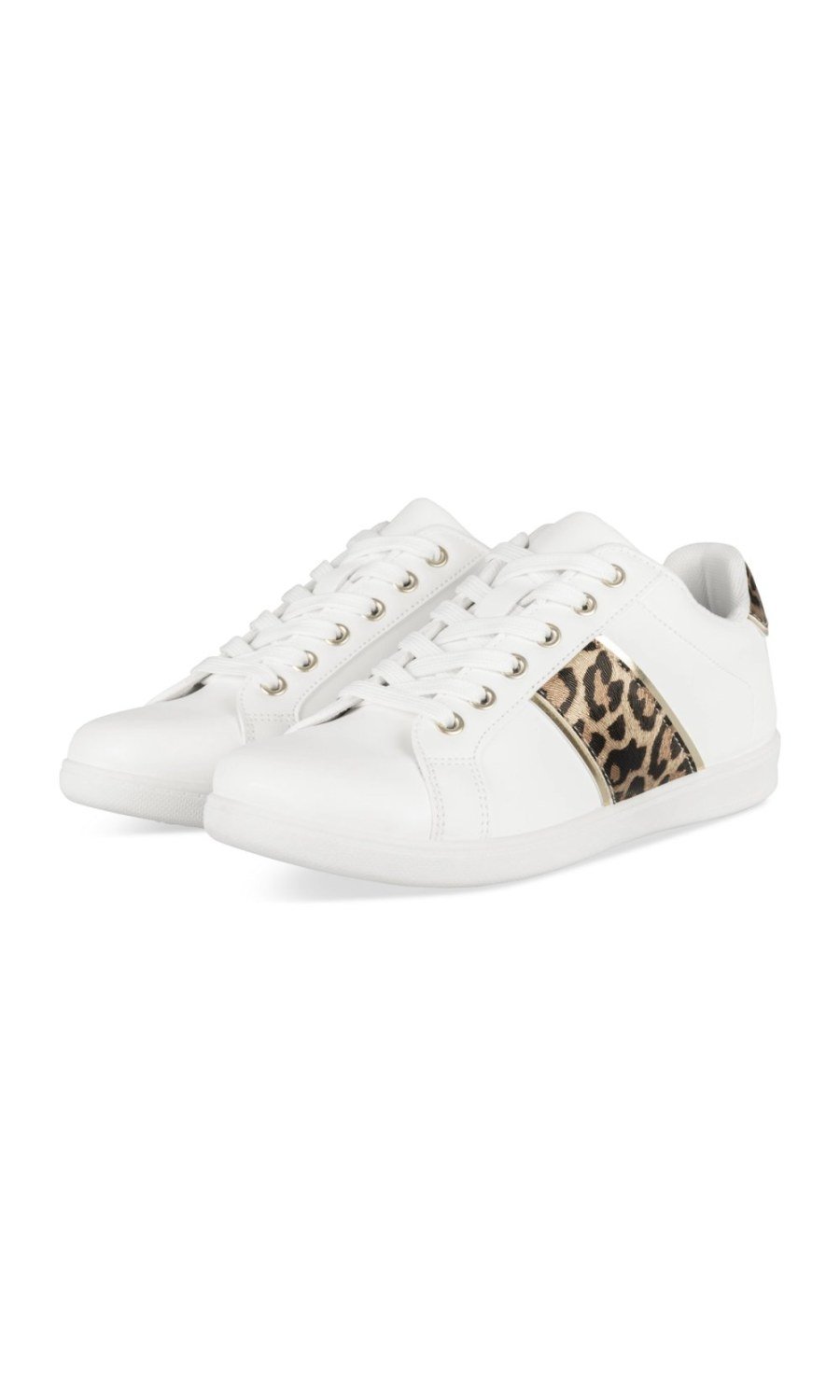 White sneakers with leopard stripe