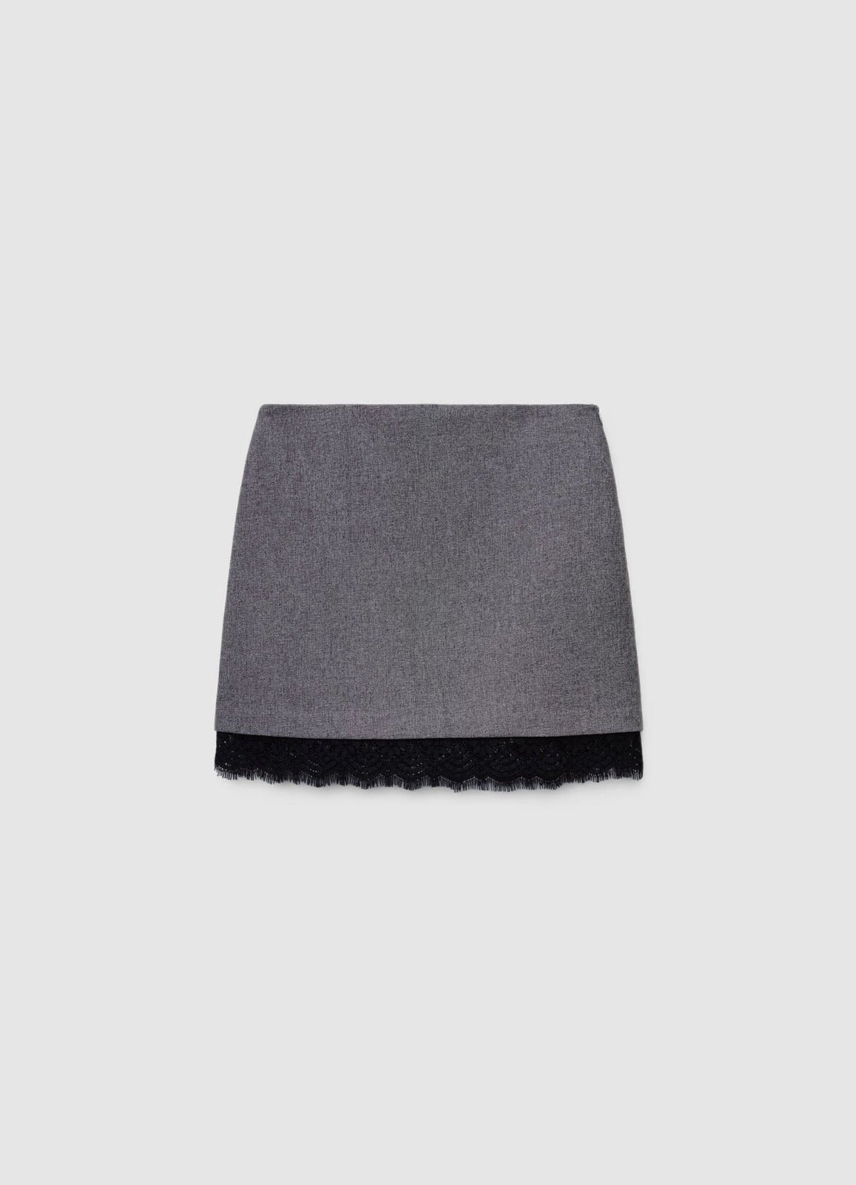 Lined mini skirt with lace hem