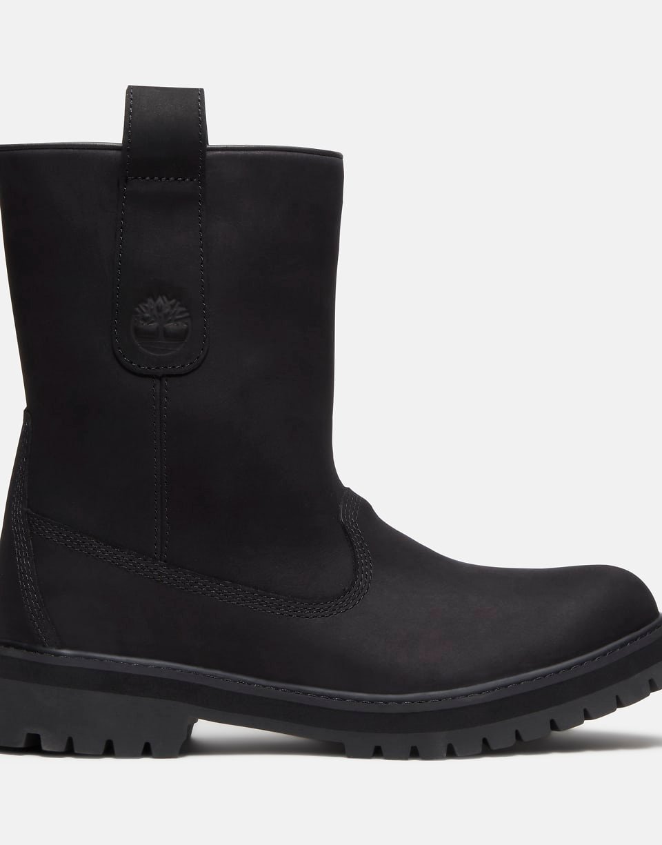Bottine mi-haute à enfiler en nubuck noir