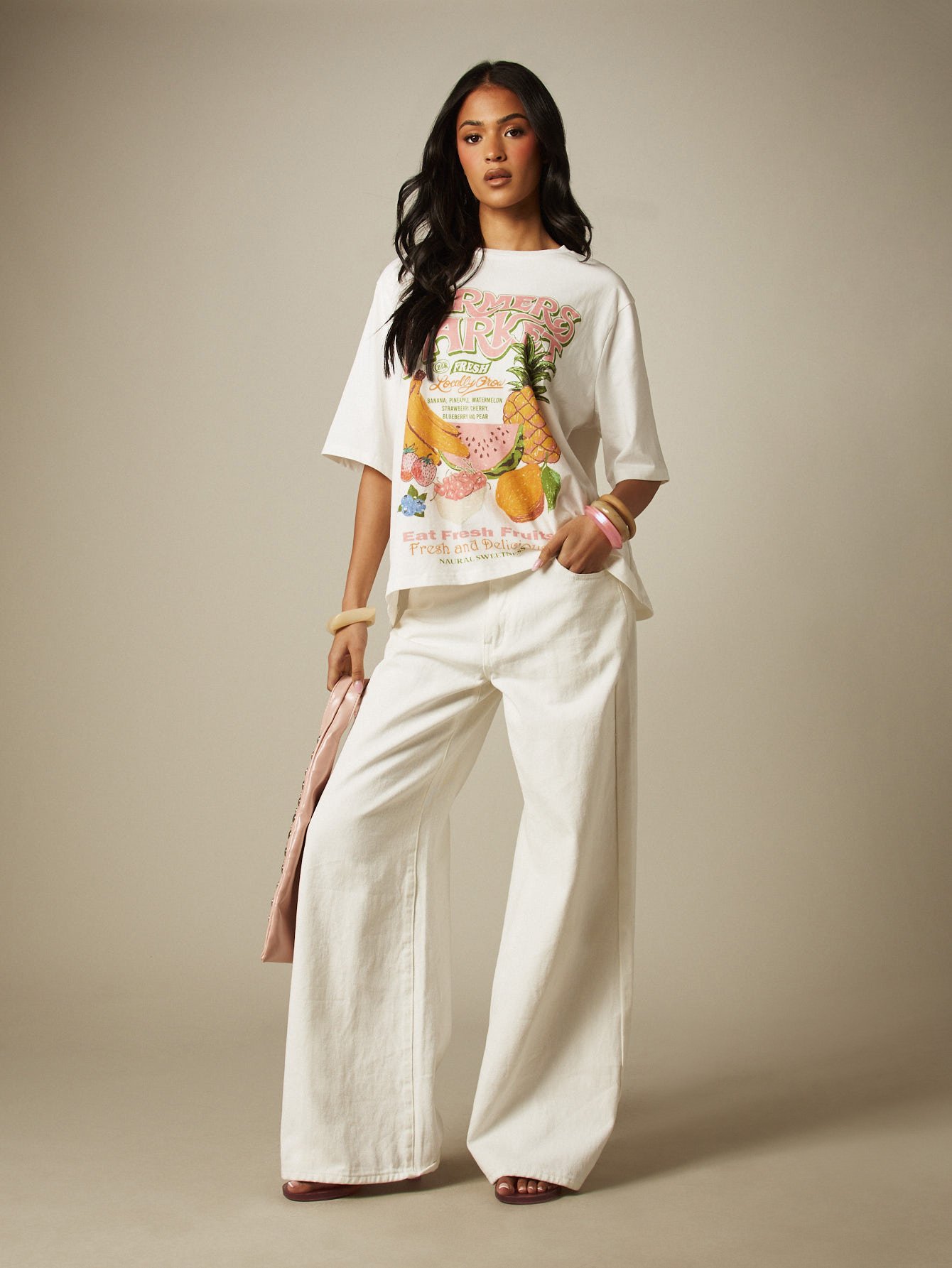 T-shirt oversize b imprimé marché fermier