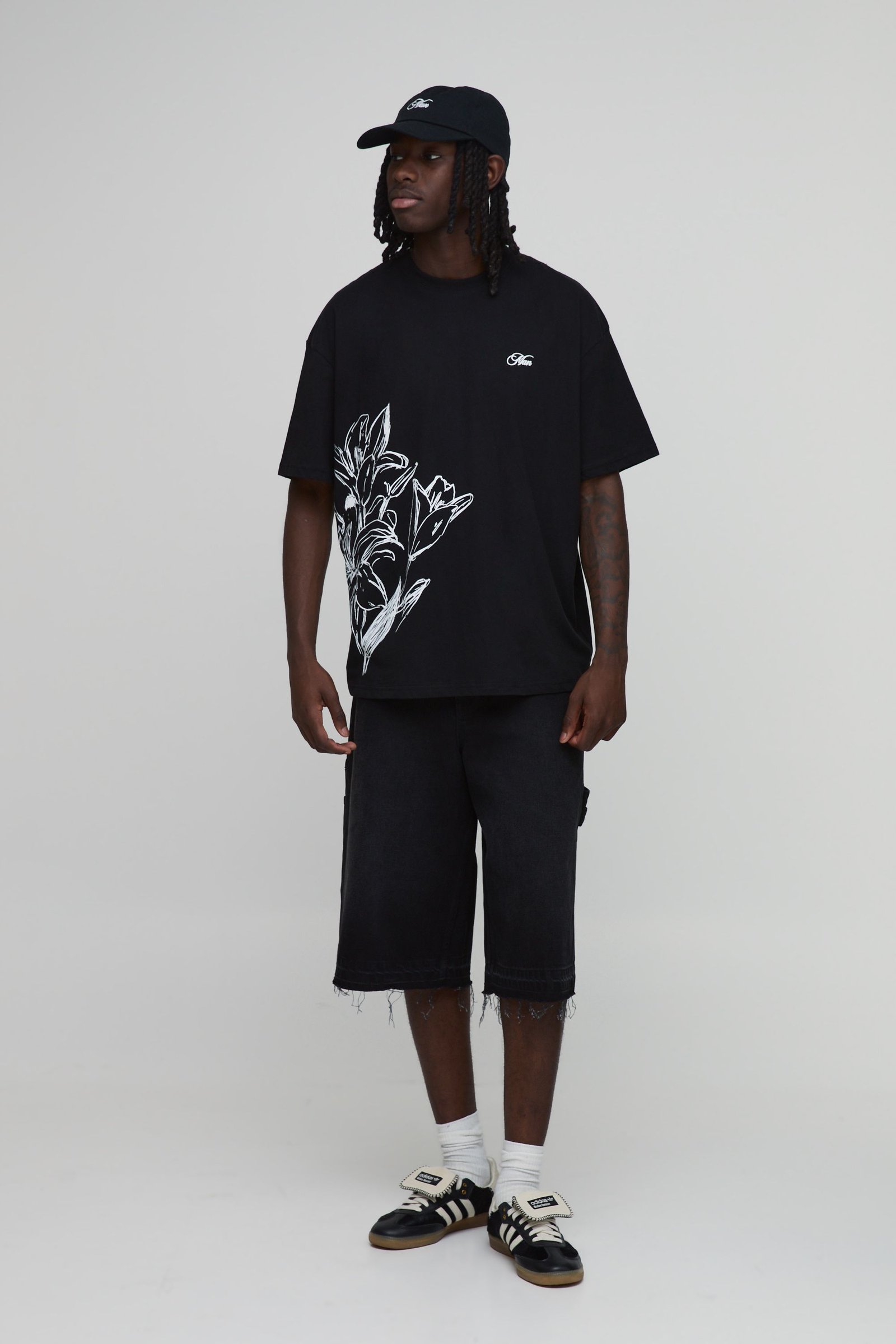 T-shirt oversize k7el b imprimé nwar mrsoumin b trait