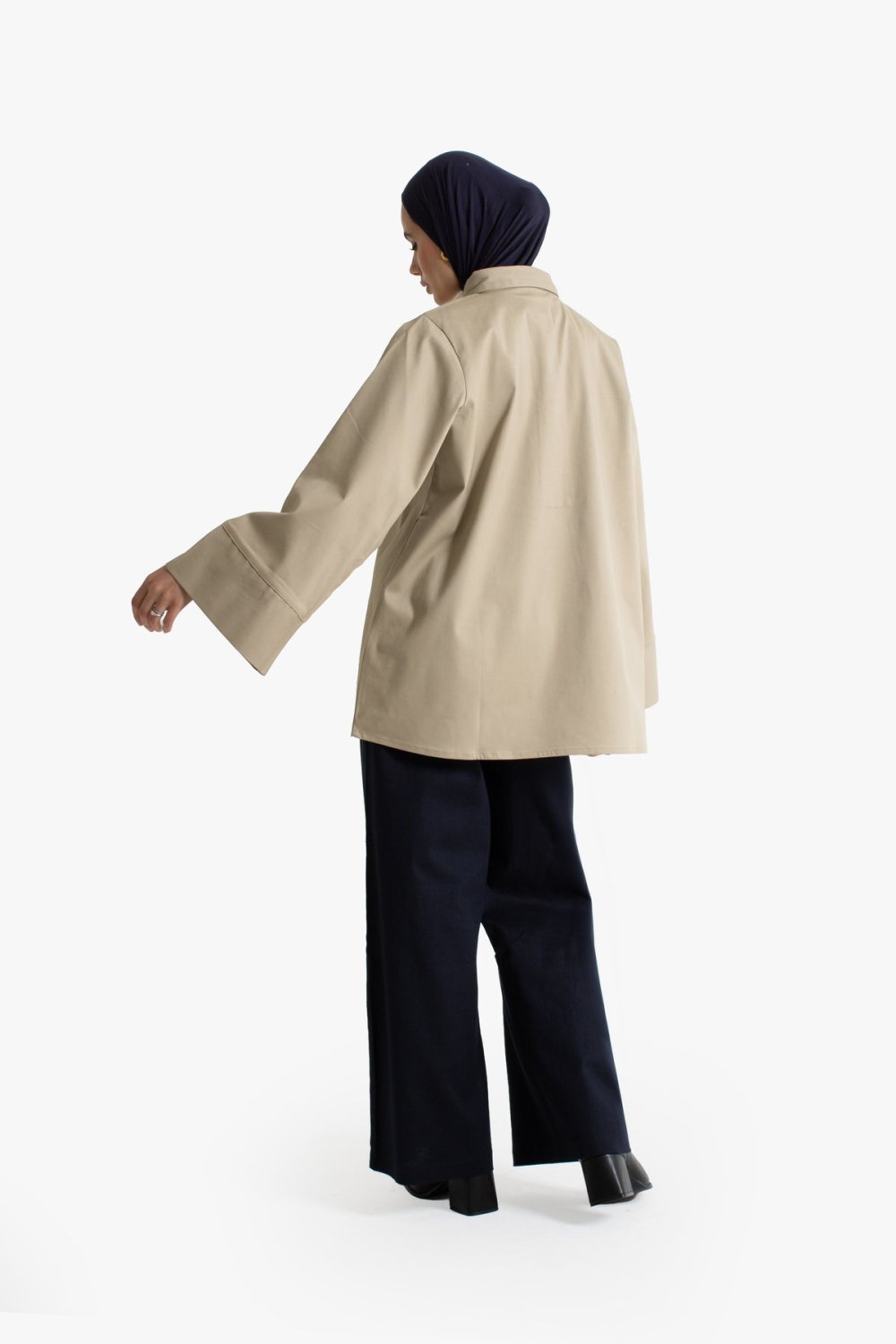 Haut wase3 b col chemise, coton - Beige