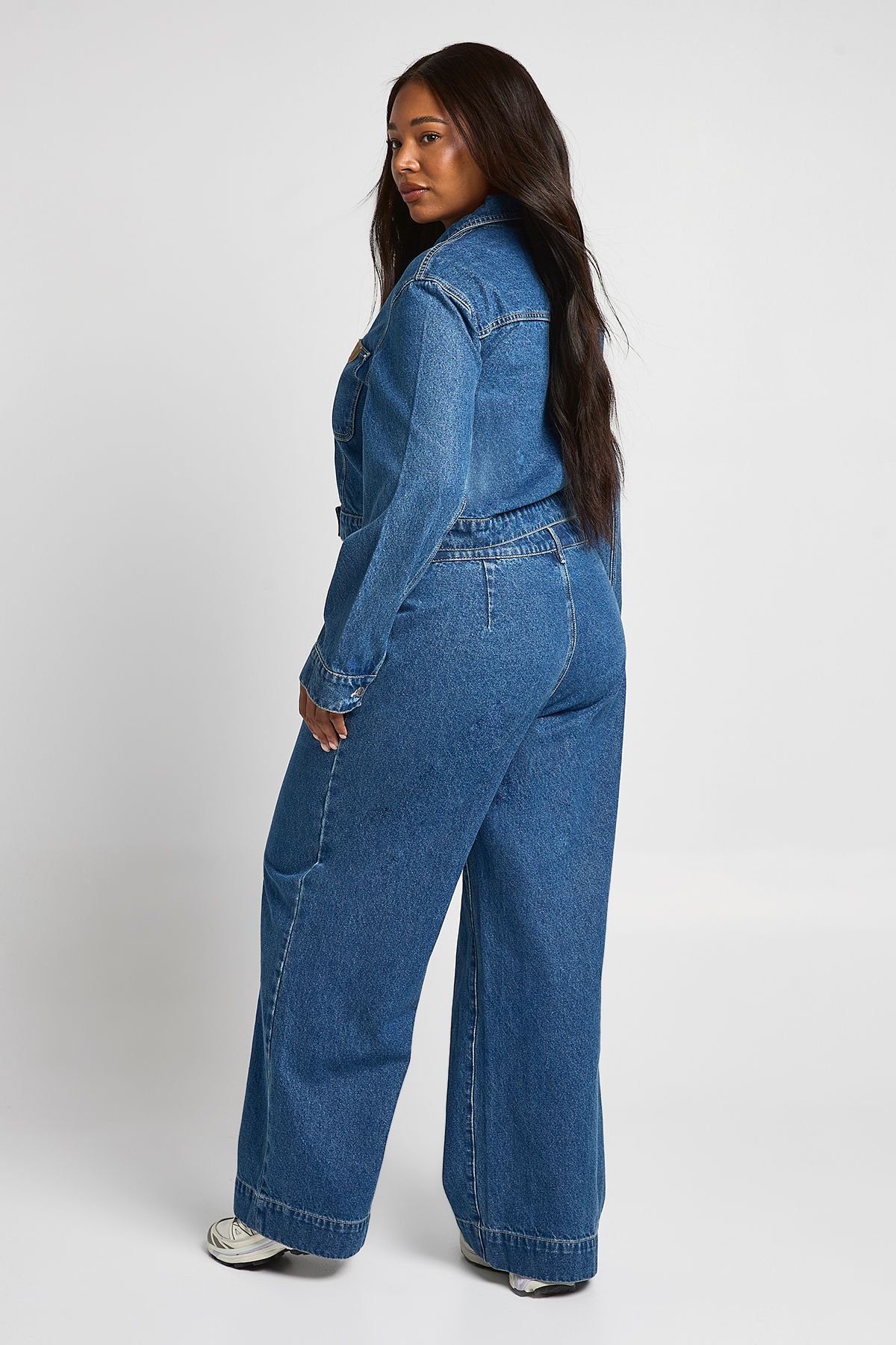 Jean Grande Taille Taille Haute Avec Poches Détail Jambe Large